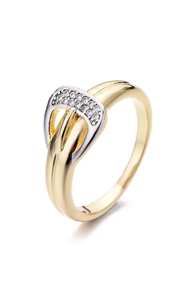 14K Gold Plated Cubic Zirconia Buckle Ring