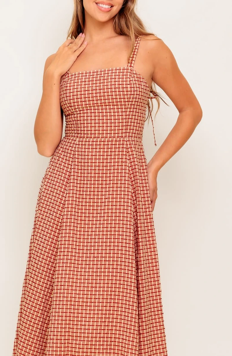 Plaid Fit & Flare Midi Dress