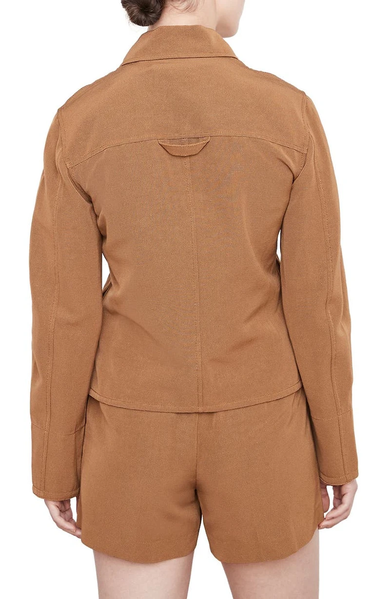 Textured Cotton Blend Shirt Jacket