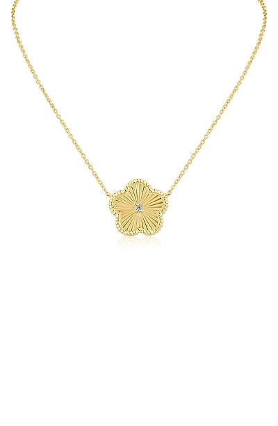 Cubic Zirconia Textured Clover Pendant Necklace