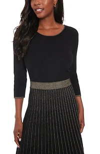 Long Sleeve Pleated Sweater Dress