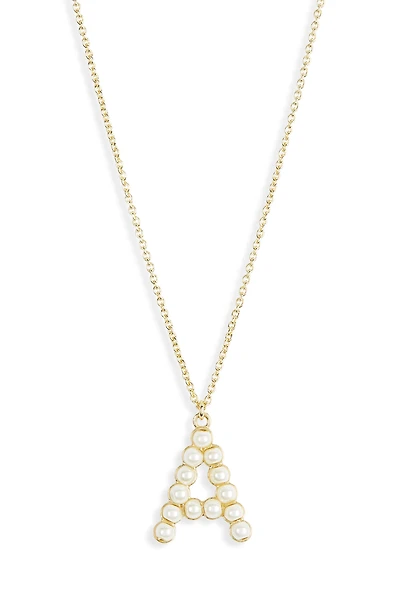 Imitation Pearl Initial Pendant Necklace