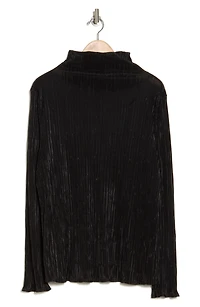 Long Sleeve Plissé Turtleneck Top