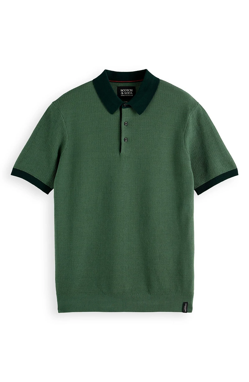Textured Cotton Knit Polo
