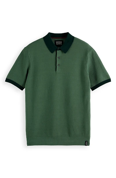 Textured Cotton Knit Polo