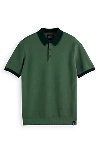 Textured Cotton Knit Polo