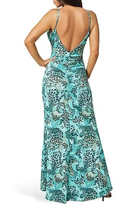 Ruched High Slit Maxi Dress