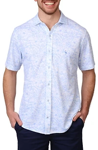 Tropical Short Sleeve Modal Blend Button-Up Shirt
