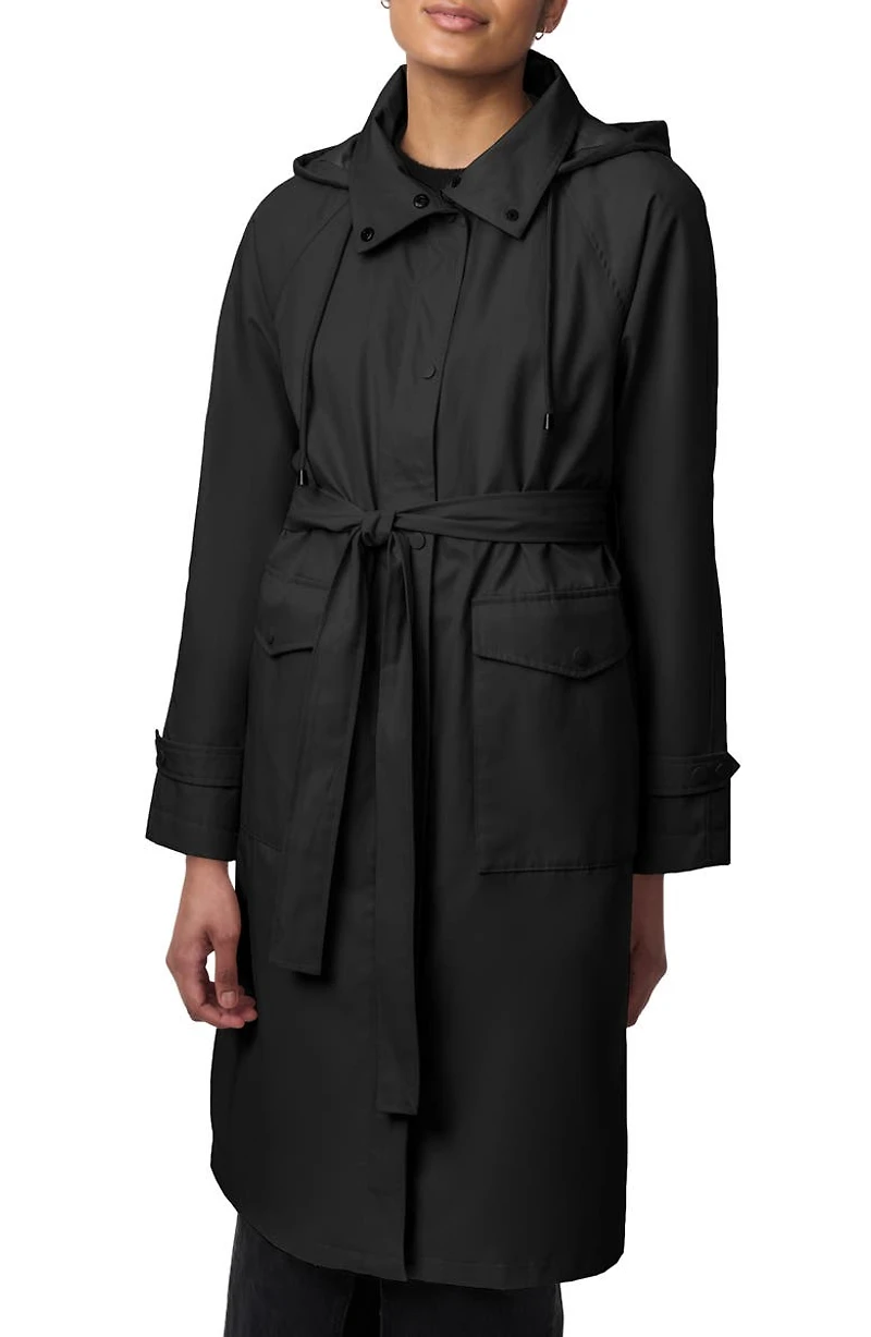 Water Resistant Tie Belt Packable Raincoat