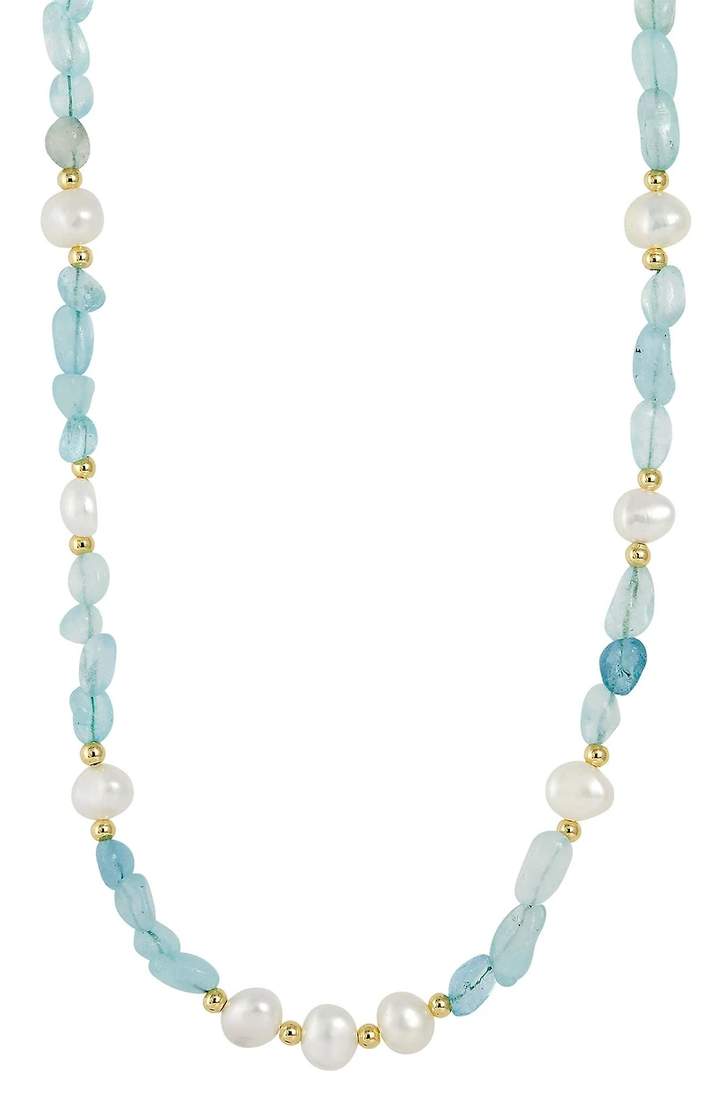 Baroque Pearl & Aquamarine Beaded Necklace