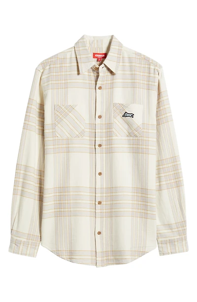 Snow White Plaid Cotton Flannel Button-Up Shirt