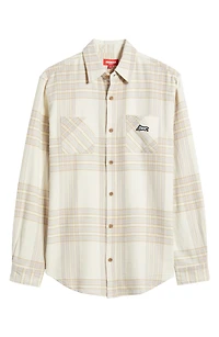 Snow White Plaid Cotton Flannel Button-Up Shirt
