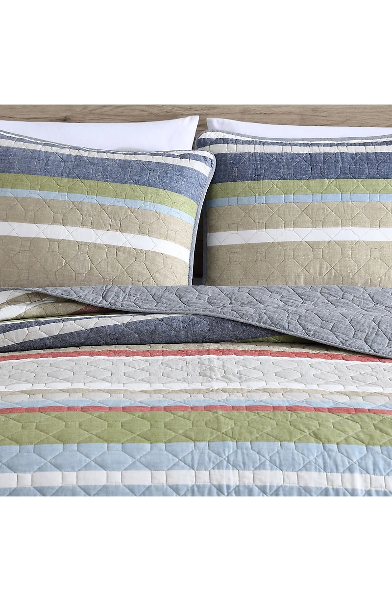 Salmon Ladder Cotton Quilt 3-Piece Set