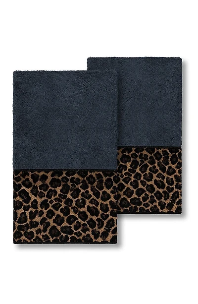 Spots Embellished Hand Towel - Set of 2 - Midnight Blue