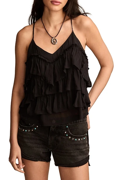 Plissé Tiered Ruffle Chiffon Tank