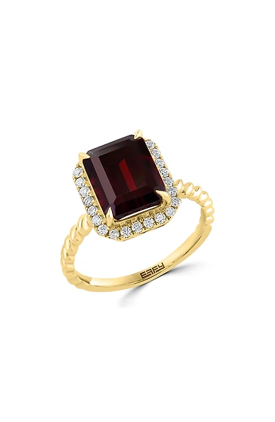 14K Yellow Gold, Diamond & Garnet Ring