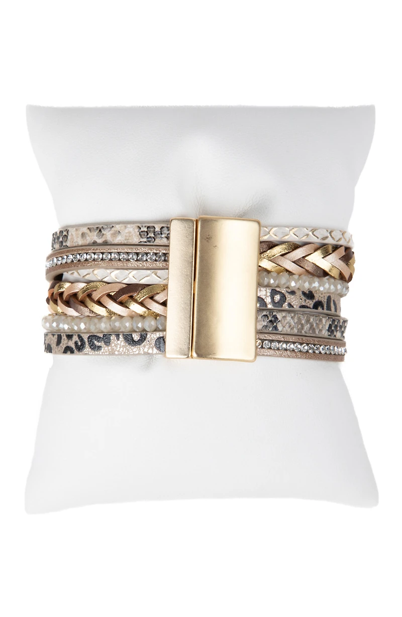 Embossed Faux Leather Buckle Bracelet