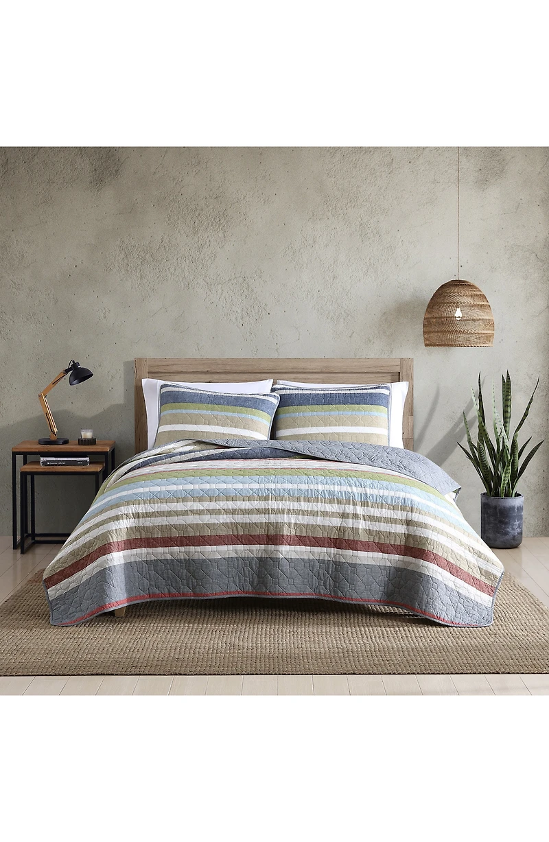 Salmon Ladder Cotton Quilt 3-Piece Set