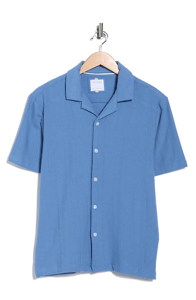 Textured Short Sleeve Button-Up Shirt