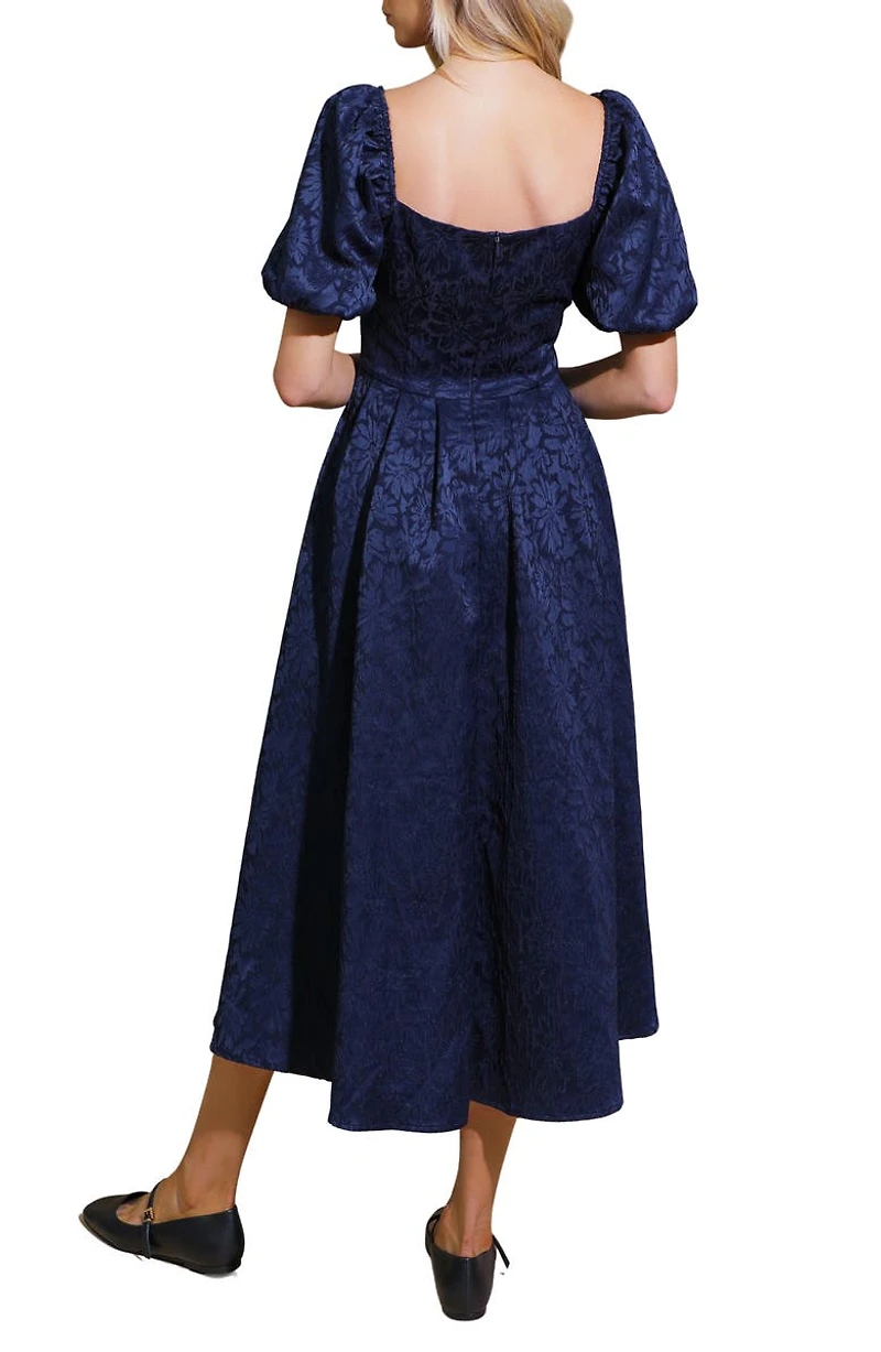 Puff Sleeve Midi Dress