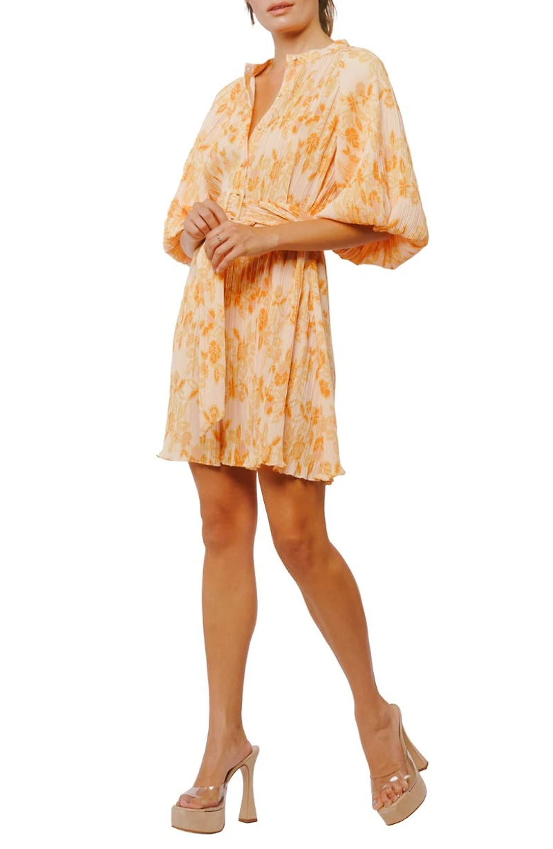 Aniston Plissé Belted Minidress