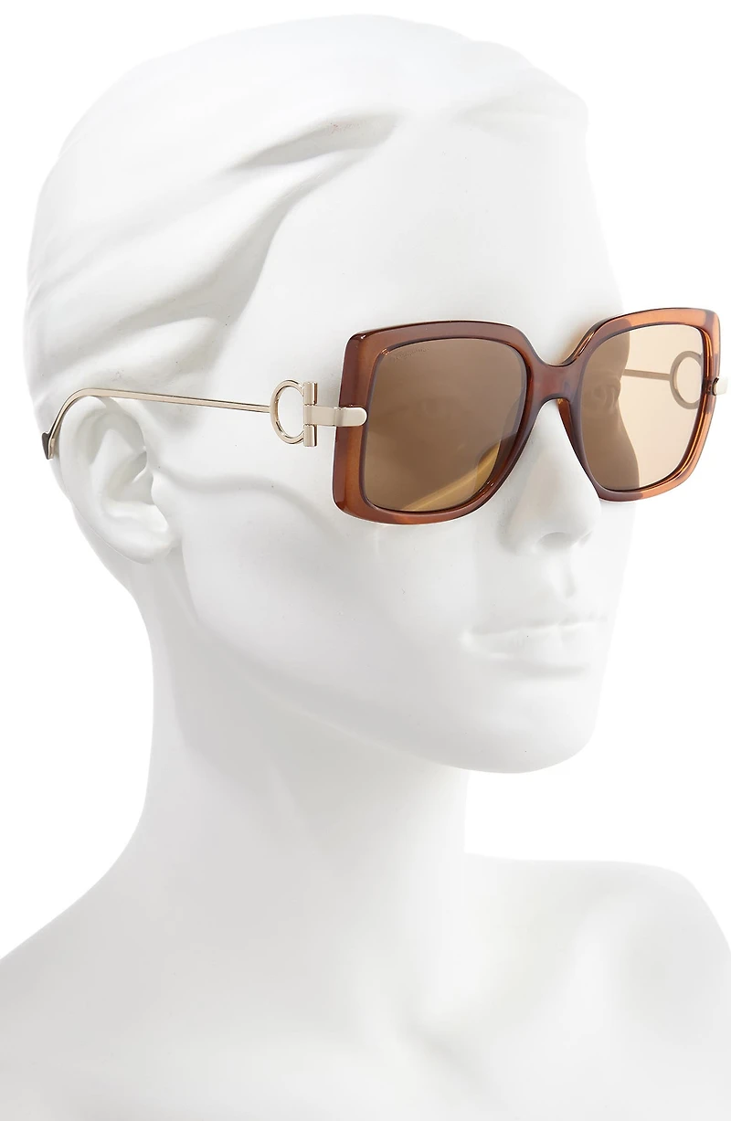 Salvatore Ferragamo Gancio 55mm Square Sunglasses