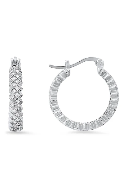 Sterling Silver Cubic Zirconia Hoop Earrings