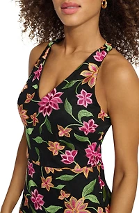 Floral Embroidered Mesh Sheath Dress