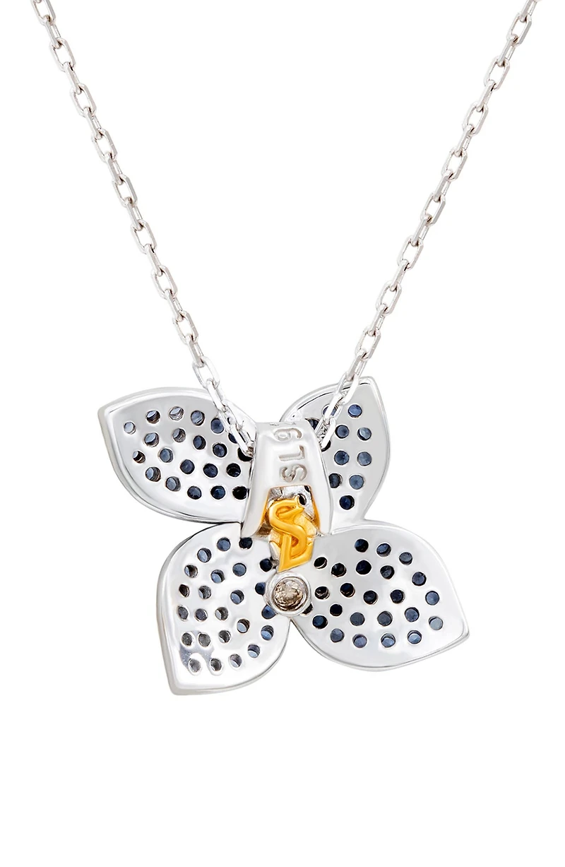 Sapphire Flower Pendant Necklace