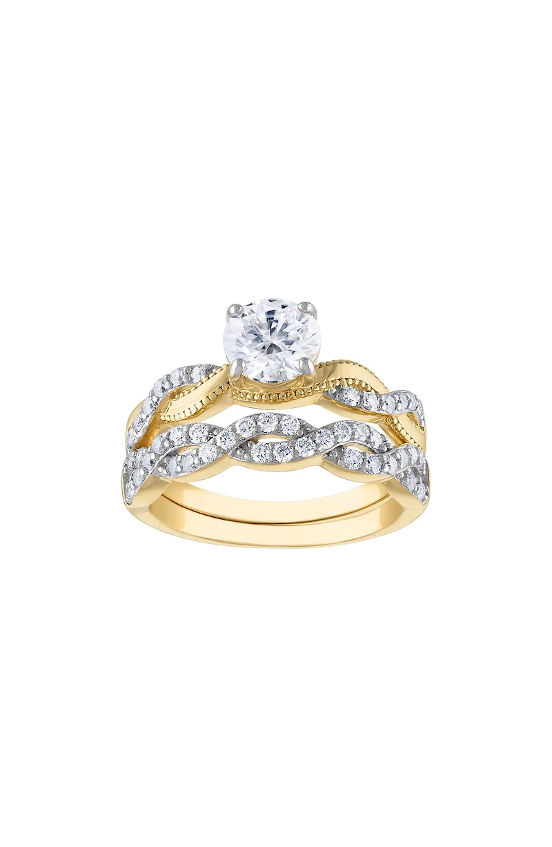 14K Gold Plated Silver Lab Grown Moissanite Ring