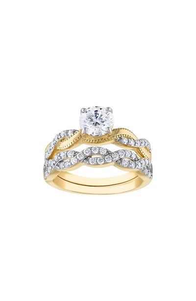 14K Gold Plated Silver Lab Grown Moissanite Ring