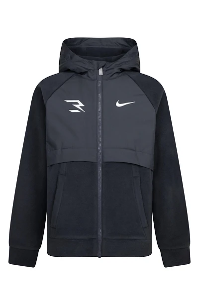 Kids' Mixed Media Fleece Zip Hoodie