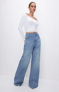 Good Ease Crystal Embellished Wide Leg Jeans