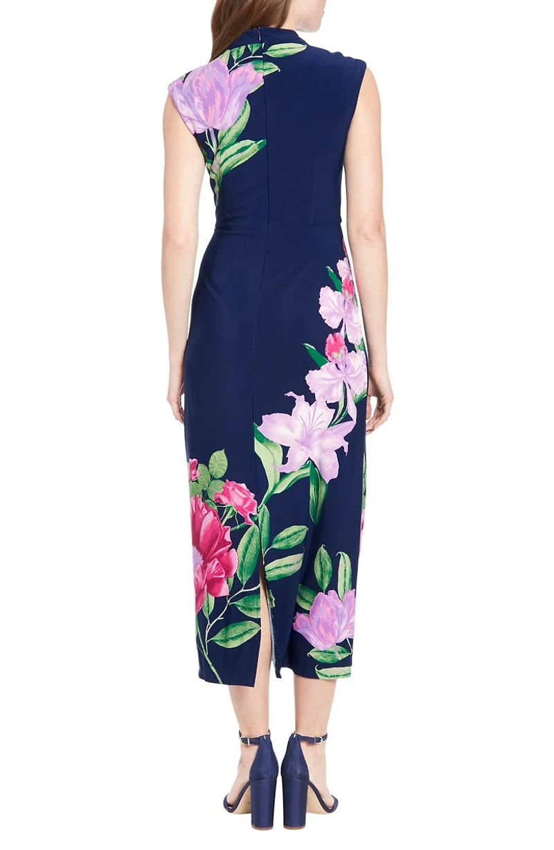 Mock Neck Cap Sleeve Sheath Dress