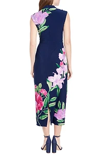 Mock Neck Cap Sleeve Sheath Dress
