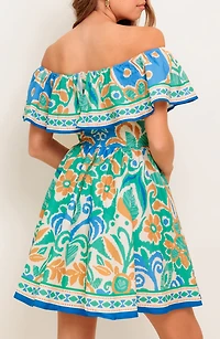 Off-the-Shoulder Print Mini Dress