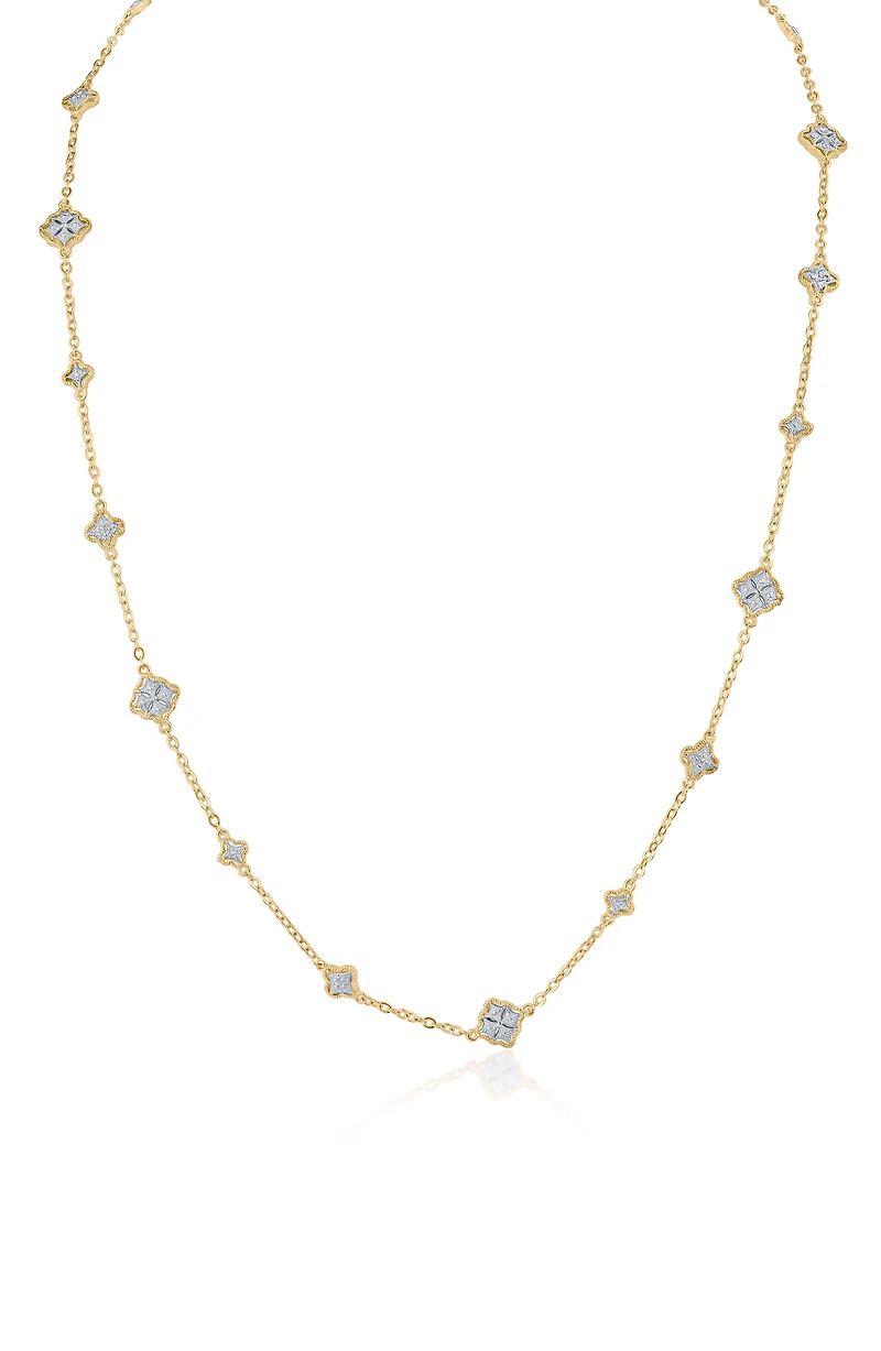 Two-Tone Filigree Station Chain Necklace