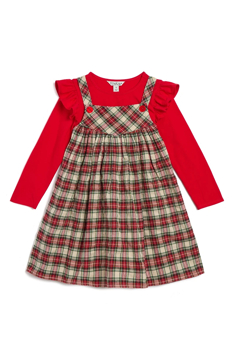 Kids' Plaid Dress & Long Sleeve T-Shirt Set