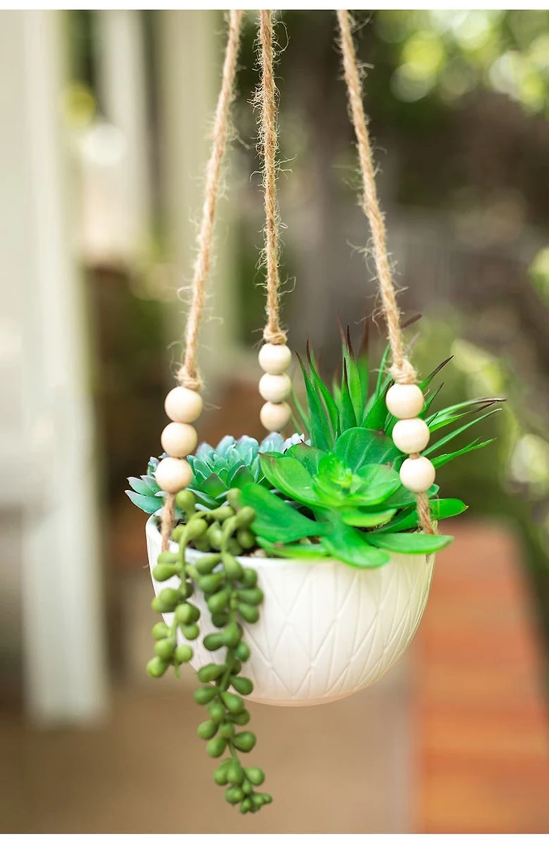 Matte White Caveman Ceramic Hanging Planter
