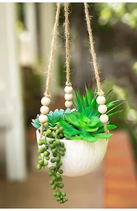Matte White Caveman Ceramic Hanging Planter