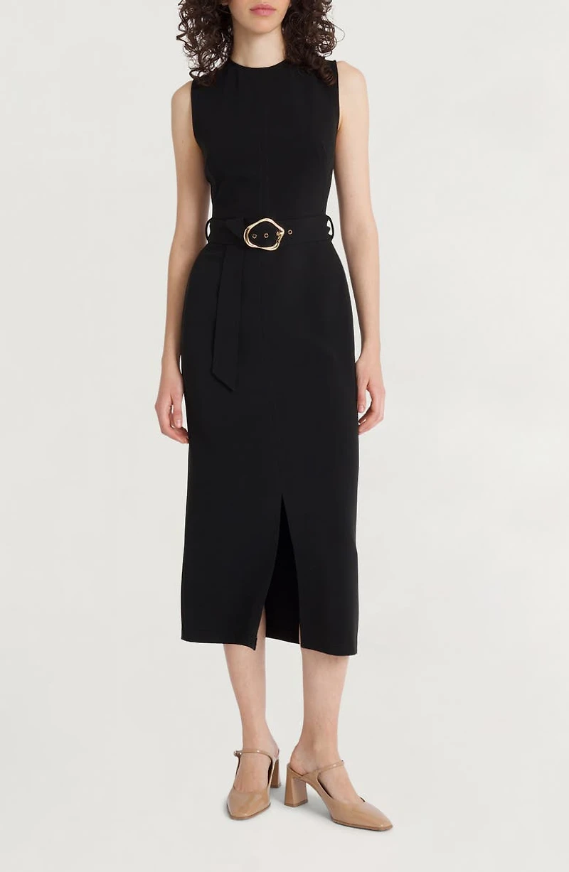 Sleeveless Belted Dress