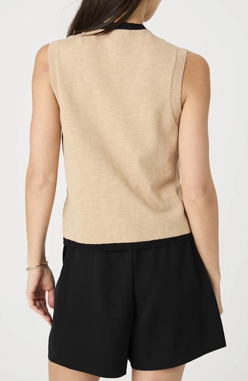 Tie Front Contrast Sweater Vest