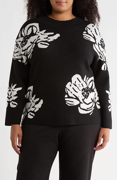 Floral Mock Neck Sweater