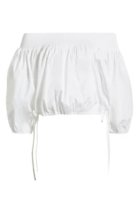 Off the Shoulder Cotton Poplin Shirt