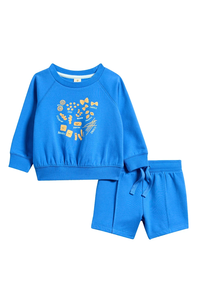 Graphic Sweatshirt & Pintuck Shorts