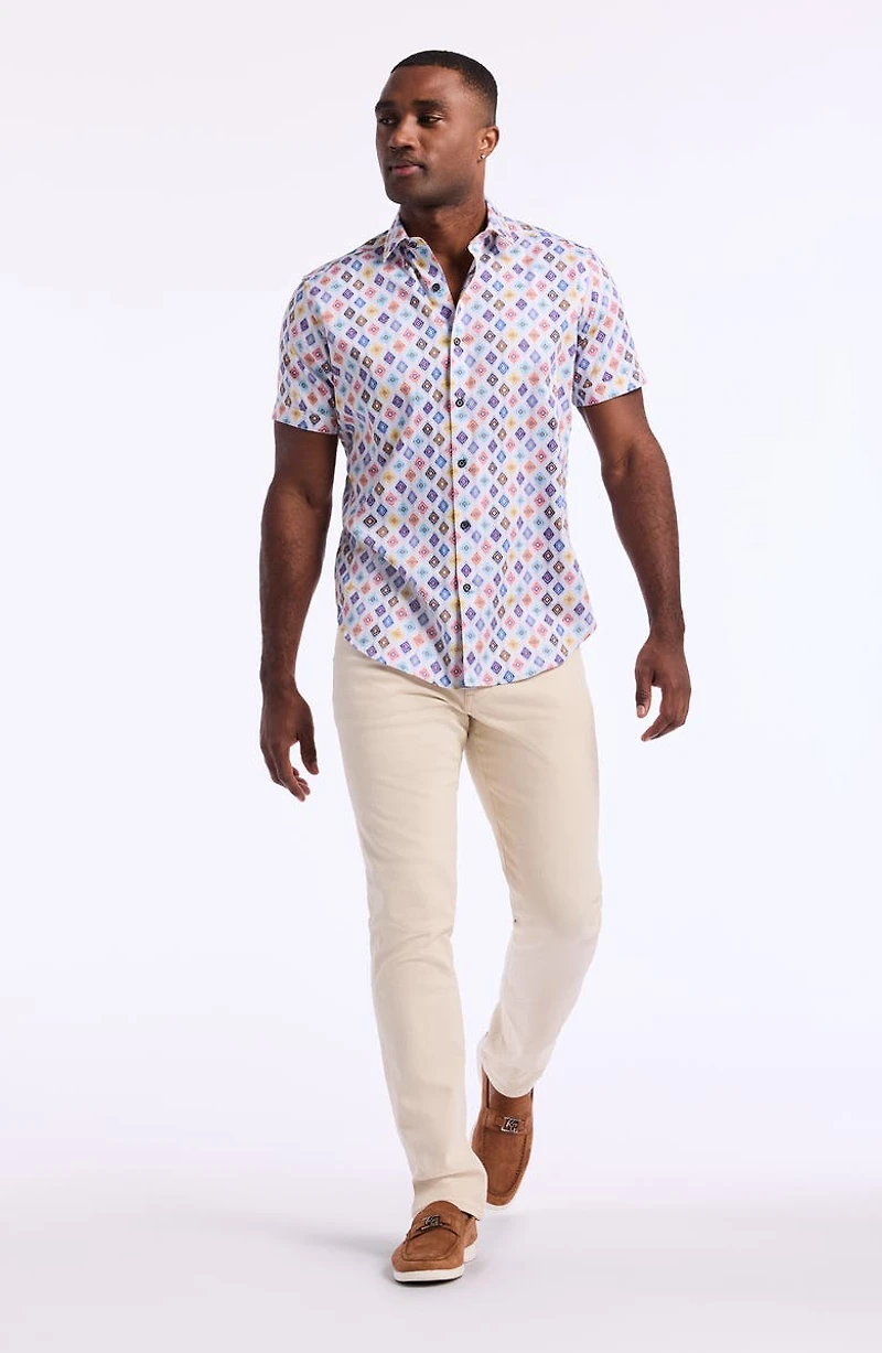 Peterman Short Sleeve Cotton Button-Up Shirt