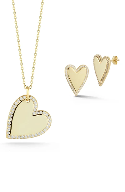 Heart Stud & Necklace Set
