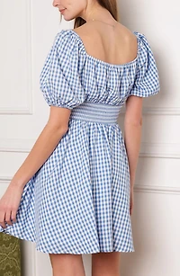 Gingham Puff Sleeve Minidress