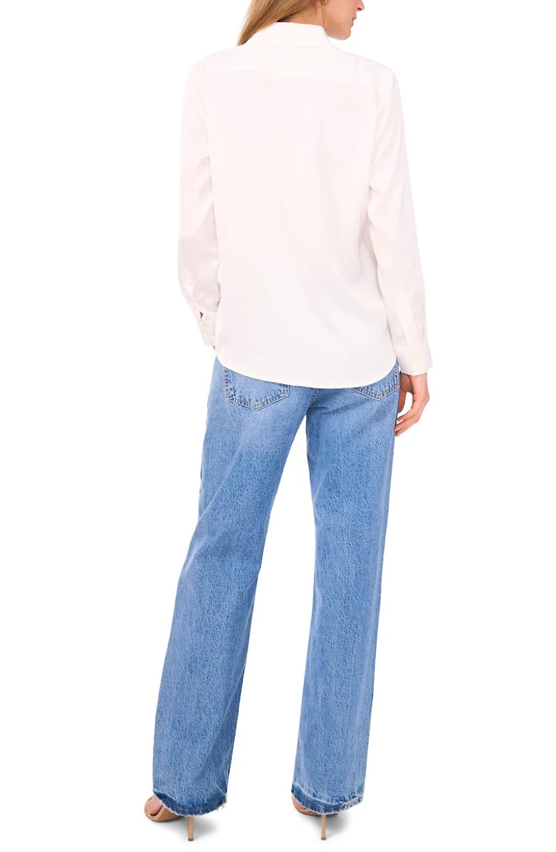 Satin Long Sleeve Button-Up Shirt