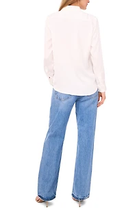 Satin Long Sleeve Button-Up Shirt